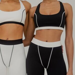 Weworewhat boxer legging and bra set in black and white